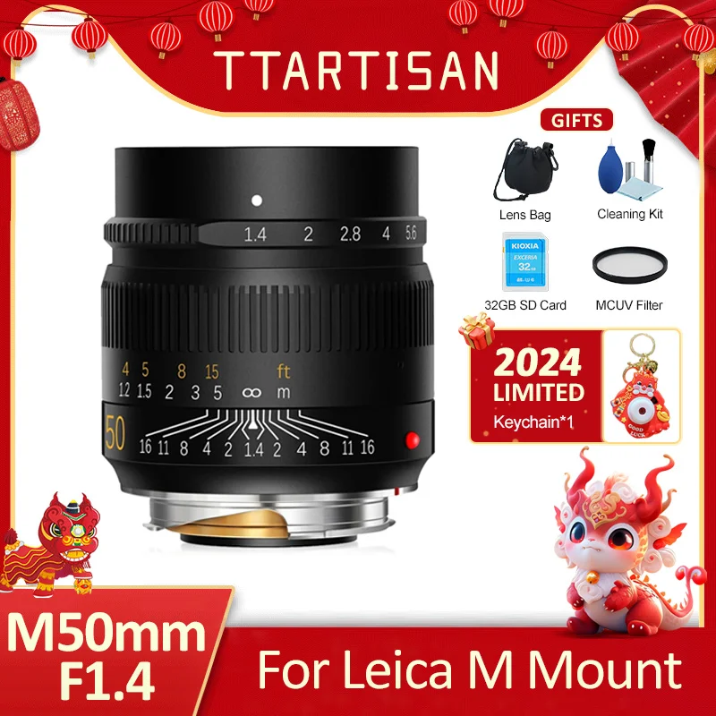 Obiettivo Ttartisan 50Mm F1.4 Asph Full Fame Per Fotocamere Leica M-Mount Come Leica M-M M240 M3 M6 M7 M8 M9 M9P M10