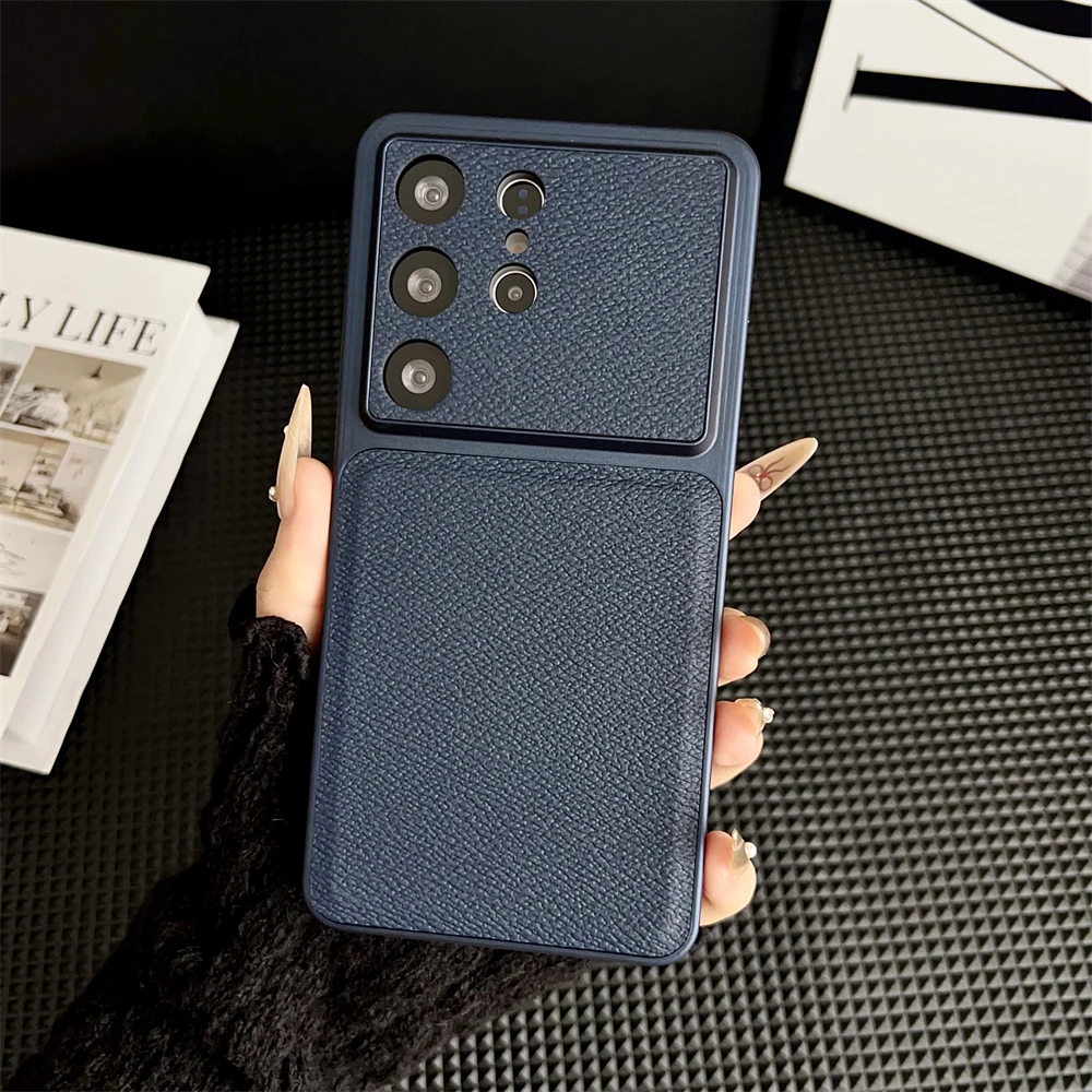 Leather Thin Phone Case with Large Window Camera Protection - Matte Cover