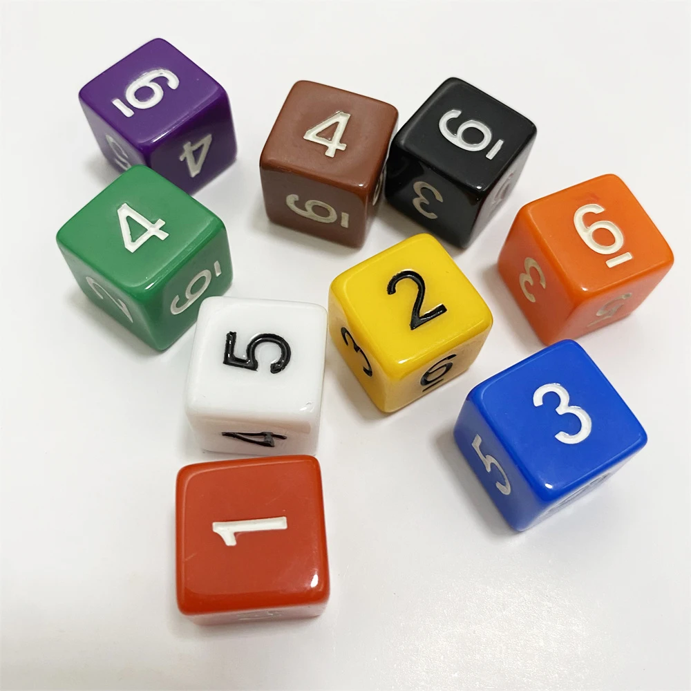D6 Drink Digital Dice for Funny Party Club Pub Board Playing Game Mathematics Accessory 8 Colors 16mm 10PCS/lots