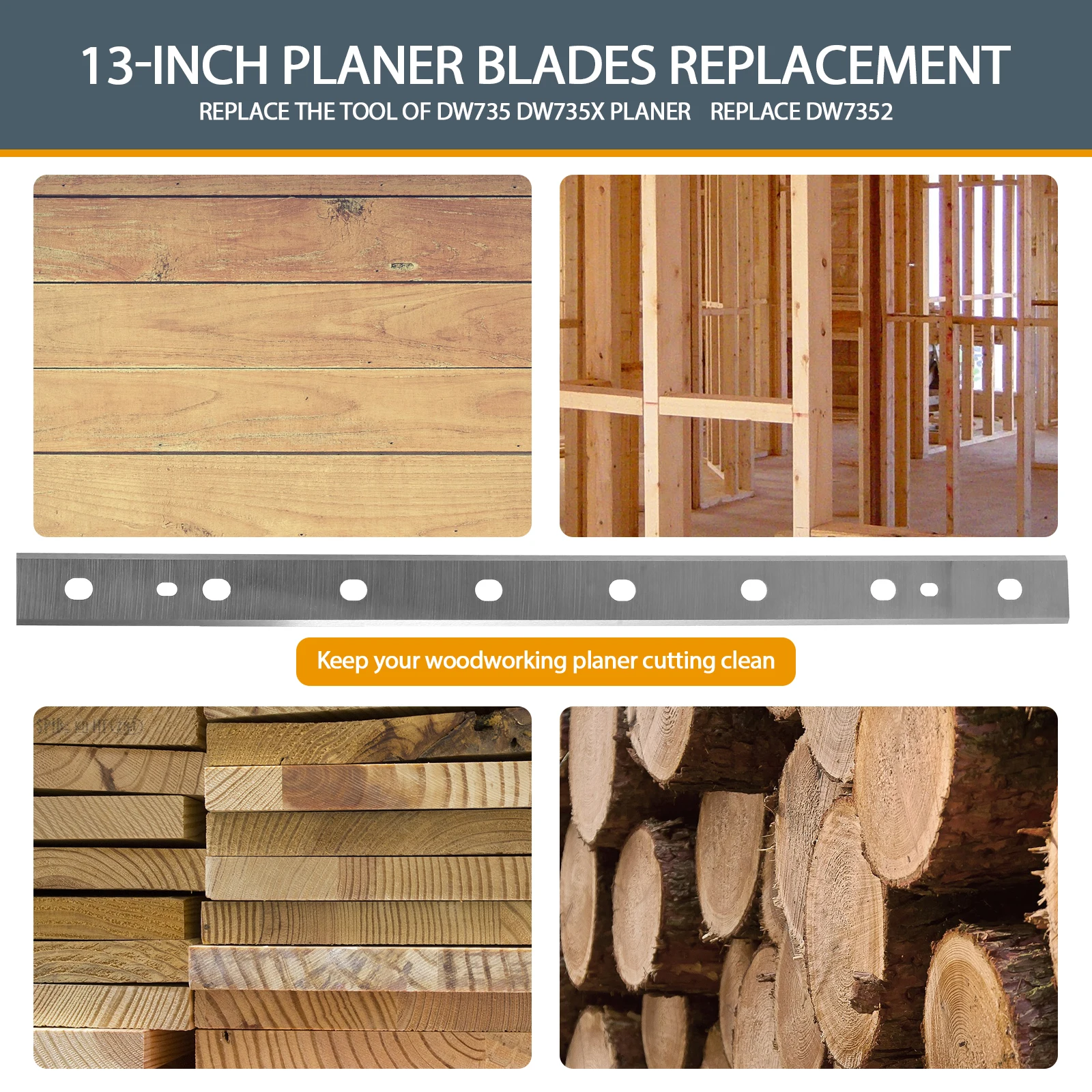 High Speed Steel Planer Blades 13 Inch Electric Planer Blades DW735 DW735X Woodworking Power Tools Accessories 3Pcs