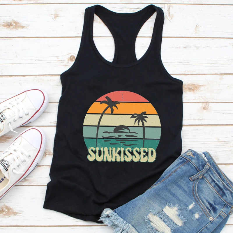 

Цветной жилет sunkiss в стиле ретро, женские пляжные майки без рукавов с графическим рисунком