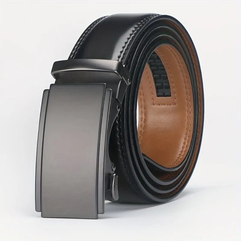 Genuine Leather Mens Automatic Buckle Belt