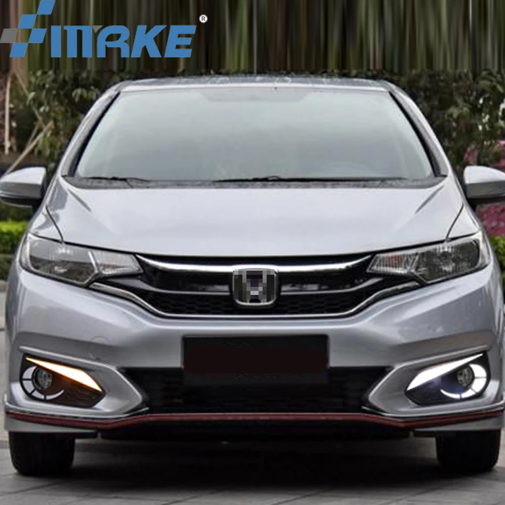 LED Fog Lights w/ DRL Compatible with Honda Fit Jazz 2018 2020 Bumper