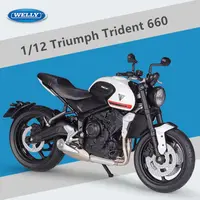 WELLY 1:12 Triumph Trident 660 Alloy Race Motorcycle Model Simulation Diecast Metal Street Sports Motorcycle Model Children Gift 2