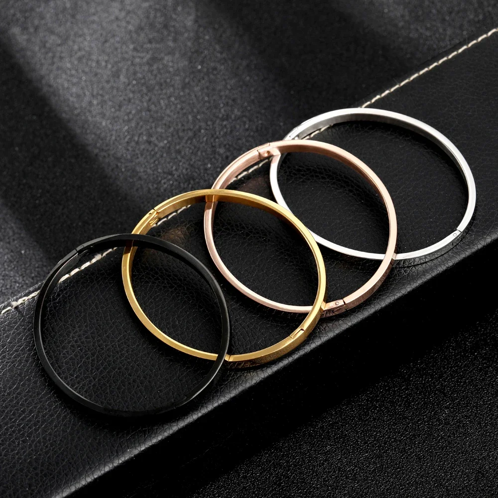 Stainless Steel Bracelet Simple Lovers Woman Men Stainless Steel Bracelets Charm Bangle Feminina Trendy Jewelry Couple Bracelet Gift