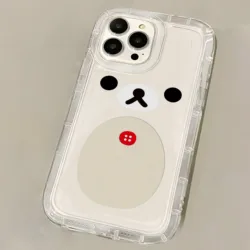 Adorable Cartoon Rilakkuma Bear Clear Phone Case with Airbag Protection - iPhone 13 Pro Max (QN - 247QN24115301)