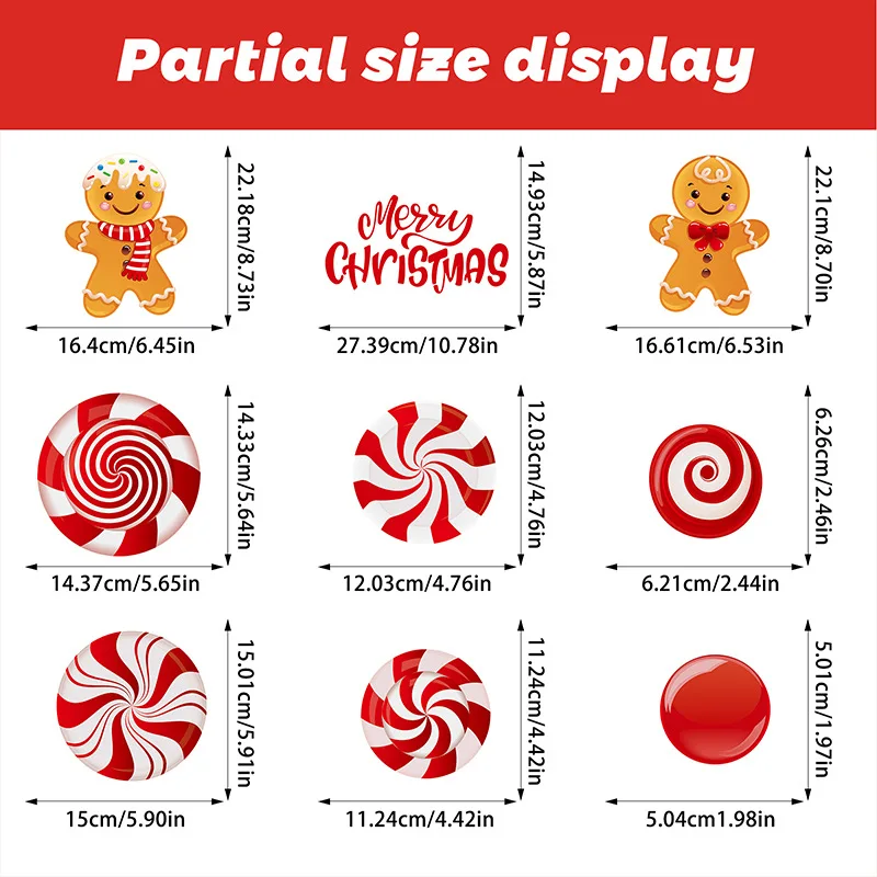 Weihnachtsaufkleber, elektrostatische Fensteraufkleber, Spiegelaufkleber, bieten Bilderpakete, PVC-Weihnachtssüßigkeiten-Thema – Detail 8