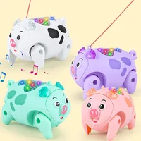 Electric LED Lighting Musical Pig Animal with Leash Walking Toy Kids Xmas Gift Electronics Robot Gifts Children Birthday Present 1