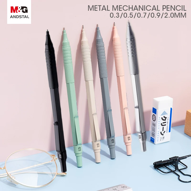 0.5/0.7mm Metal Mechanical Automatic Pencil For School Writing Drawing Supply^-S 