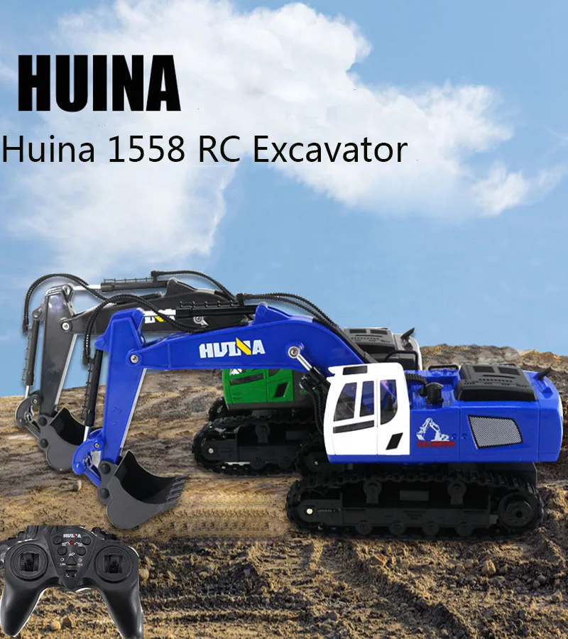 Huina 1593 1558 RC Engineering Truck Machine 2.4G Remote Control Caterpillar Excavator Digger  Alloy Tractor Toys Model 5