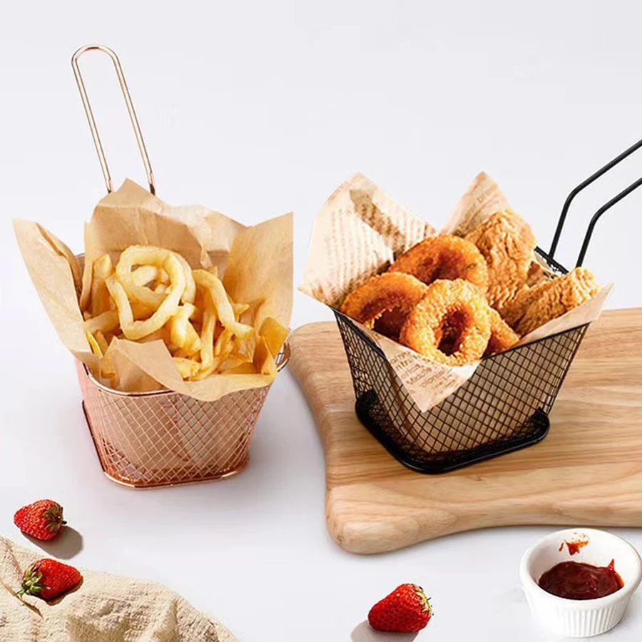 1PC mini French fry basket Creative French fry basket Fried basket snack Fried net basket snack basket Fried chicken basket Kitchen