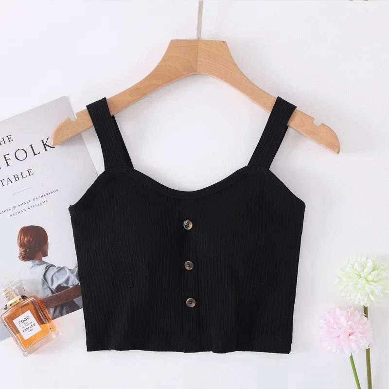 Fabricant en gros 2026 nouveau printemps et été coton ceinture soutien-gorge fronde gilet femmes bouton large épaule ceinture femmes nombril gilet 1 Fabricant en gros 2026 nouveau printemps et été coton ceinture soutien-gorge fronde gilet femmes bouton large épaule ceinture femmes nombril gilet 1