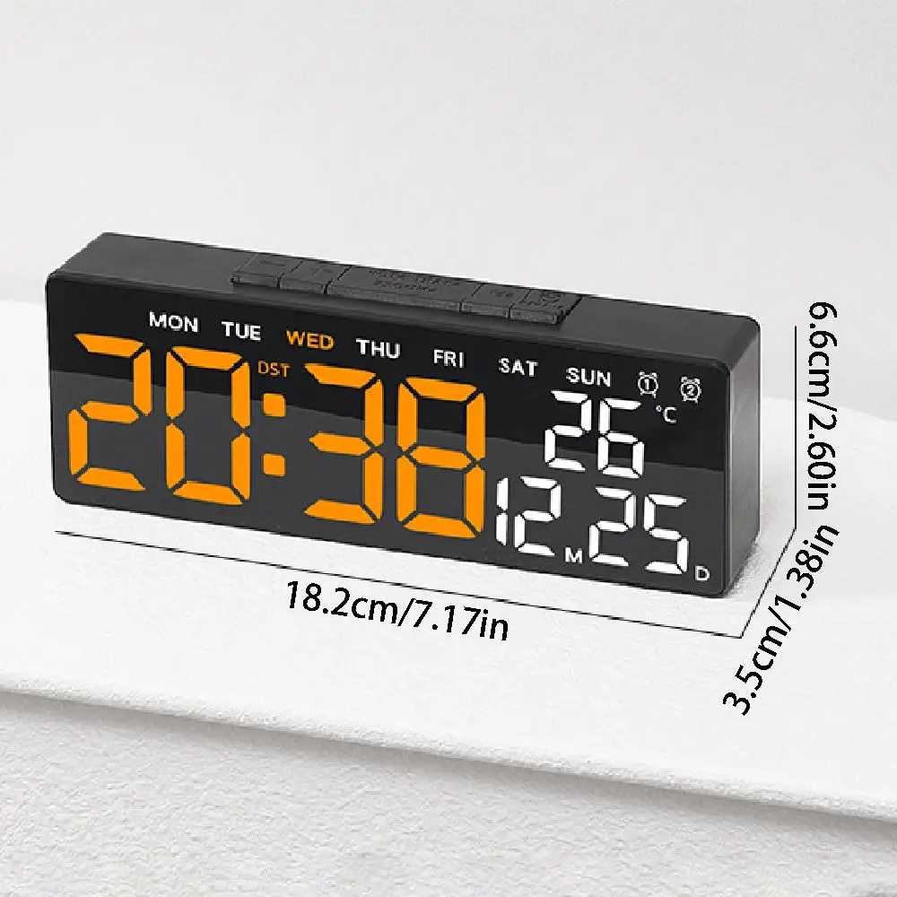 LED Digital Clock with Dual Alarms and Adjustable Brightness