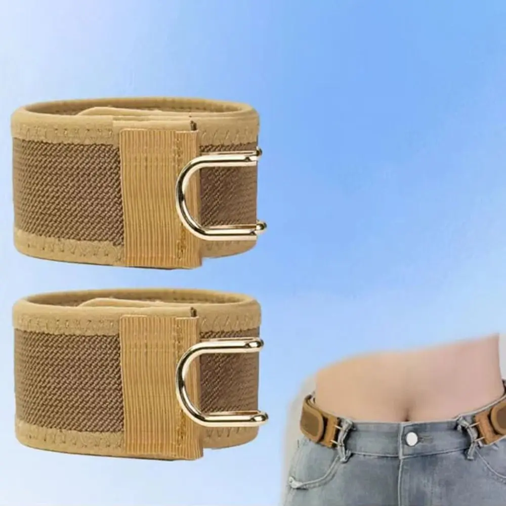 Neuer Unisex-Gürtelhaken ohne Schnalle, Klettverschluss, Taillenschnalle, verstellbarer elastischer Taillengürtel, bequemer Metallhaken – Detail 3