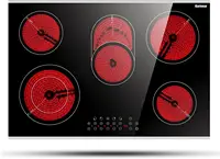 30Inch Electric Cooktop 5Burners Electric Stove Ceramic Cooktop Drop-in Electric Radiant Cooktop with Front and Back Metal Frame 1