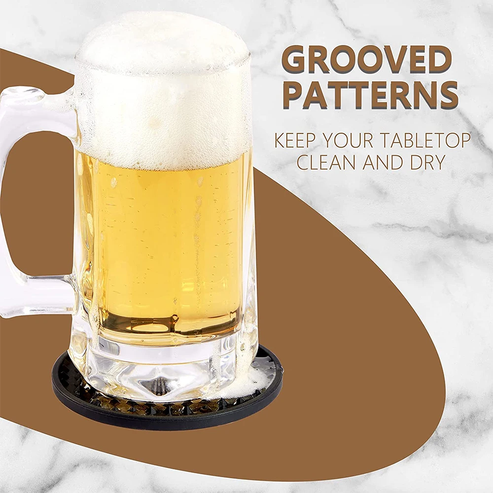 Silicone Drink Coasters with Holder Heat Resistant Cup Dish Drying Mat Tabletop Protection Non-Slip Coasters for Drinks 1Set table mat