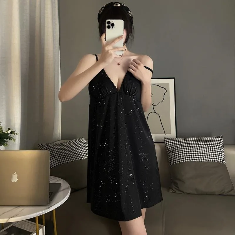 3XL 150kg Plus Size V-neck Suspender Nightgown Women Summer Homewear Sleeveless Mini Nightdress Lingerie Extra Large Sleepwear women nightgowns,women nightdresses,sleeping dress
