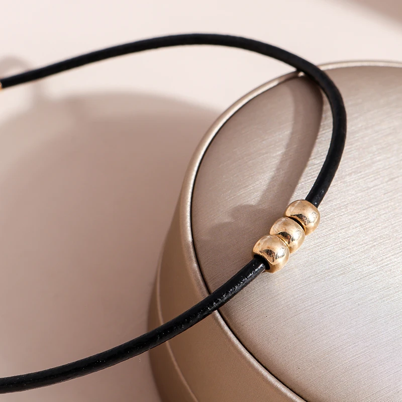Gotischer Stil, Schwarzes Seil, Damen-Halskette, Choker, Seil-Halsketten, Goldfarbene Perlen, Goth-Schmuck, Halsband Für Mädchen, Kpop-Chocker S830Cad6A099849C1B8Cac907A3A3F215I
