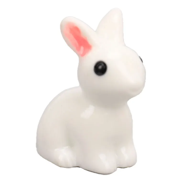 Easter Bunny Miniature Hare Figurine Resin Craft Mini Rabbit Garden Ornament Micro Landscape Accessories Cake Decoration 10 Pcs easter bunny figurine