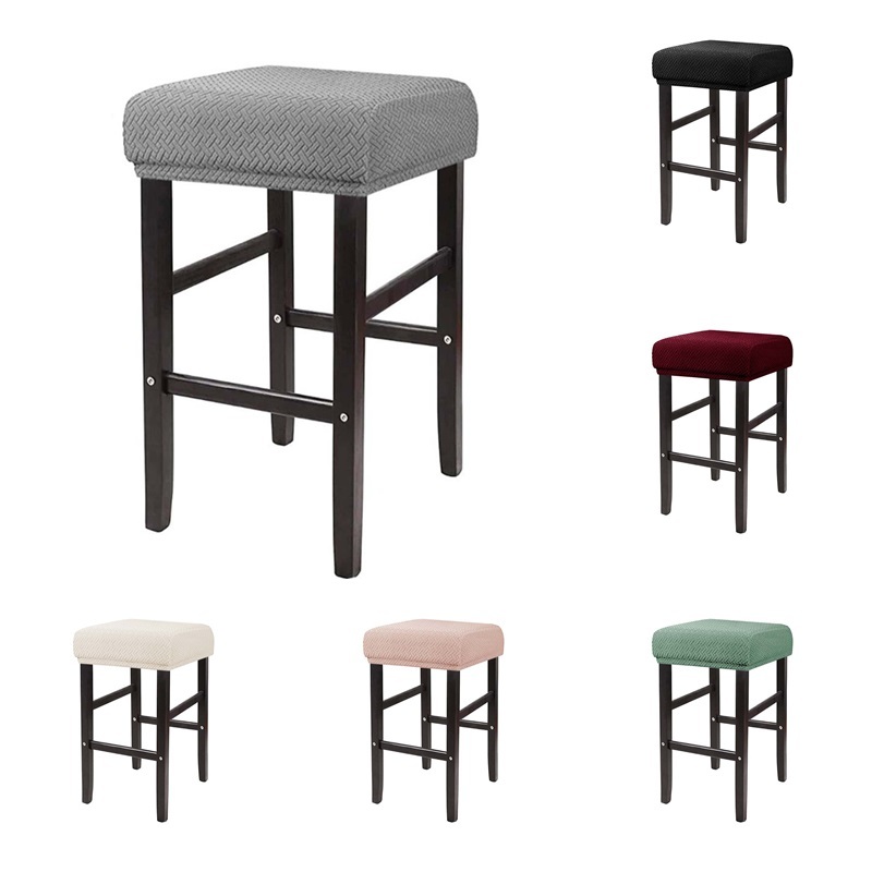 1 Square Stool Covers Home Jacquard Elastic Bar Stool Slipcovers Counter Saddle Seat Covers Living Room Coffee Restaurant