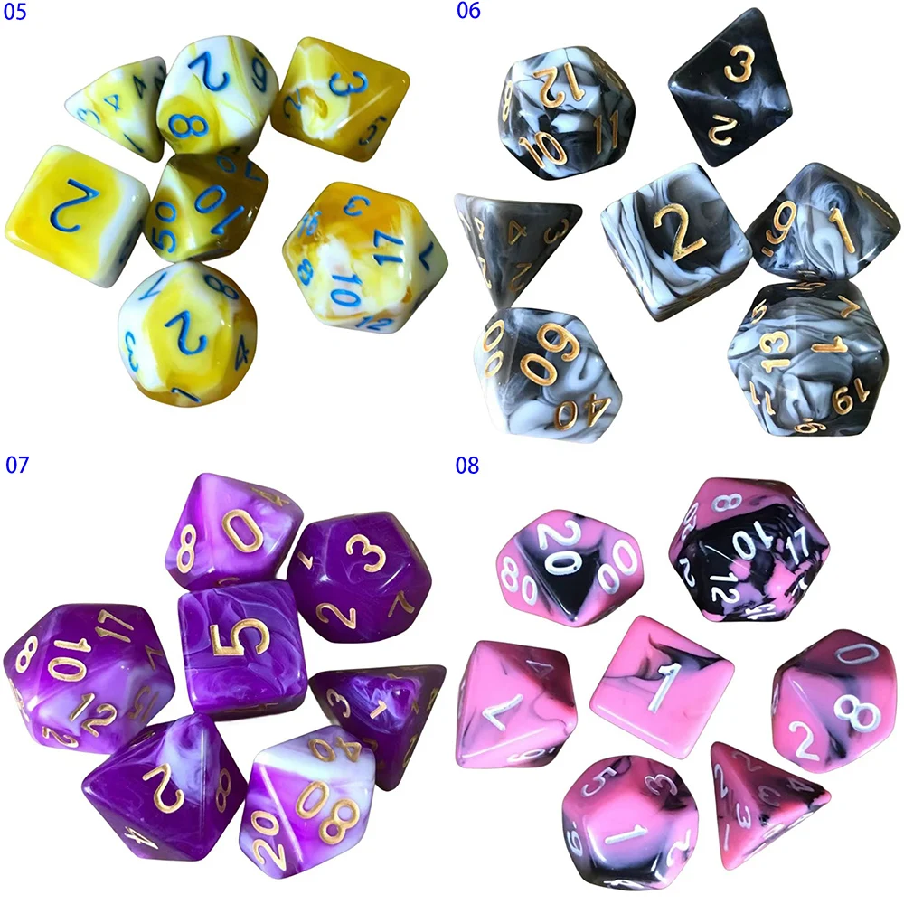 DND Würfel Acryl Solide Abgerundete Kanten Polyedrische Würfel D+D Set für Dungeons and Dragons Pathfinder Rollenspiel (RPG) – Detail 6