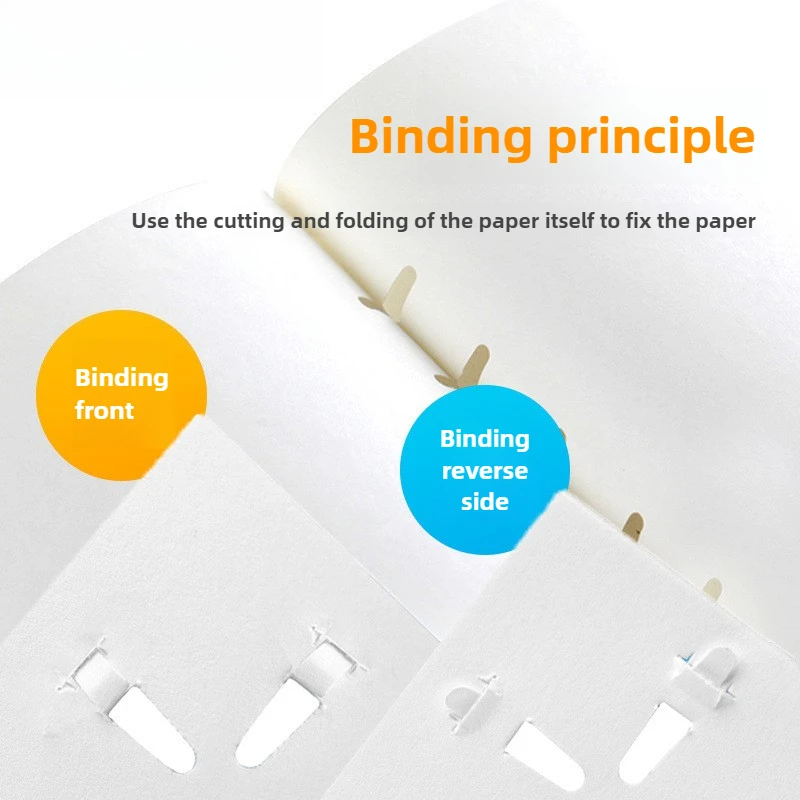 손톱 없음 스테이플러 미니 귀여운 책 바인더 스테이플 프리 종이 패스너 휴대용 친환경 사무 도구 어린이 안전 공예 스테이플러