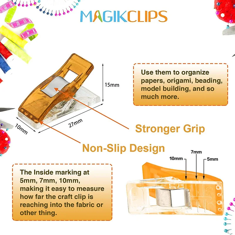 Sewing Clips 20Pcs Multipurpose Plastic Sewing Clips Quilting Clip Colorful Craft Crocheting Knitting Fabric Sewing Binding Clamp Safety Clip
