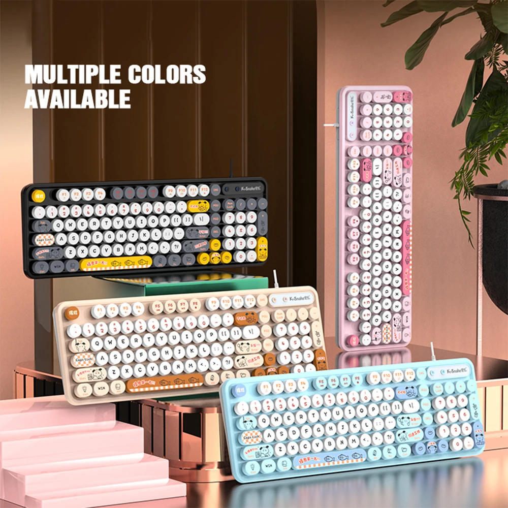 Keyboard Combo Mixed Color Keyboard Set Circular Suspension Key Cap Ergonomics Keyboard for Laptop Desktop