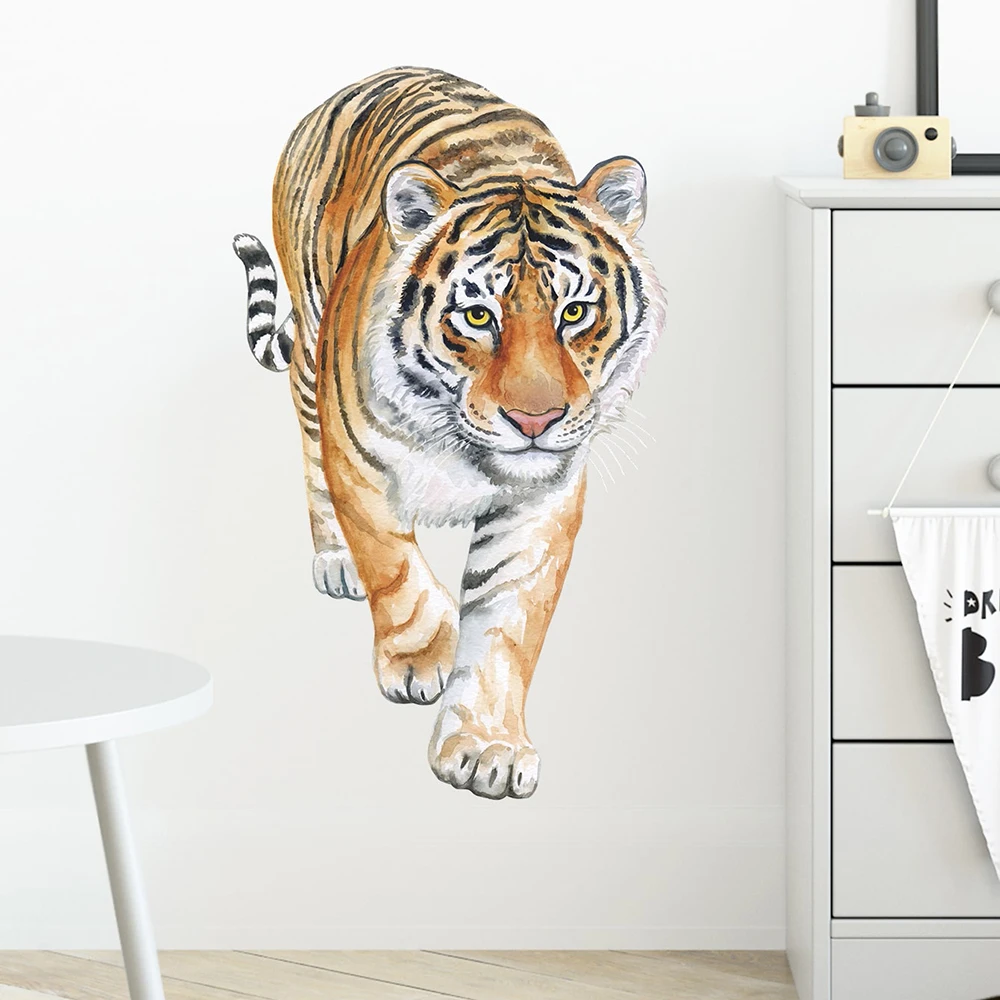 3D Animal Elephant Tiger Leopard Lion Wall Decal Children's Baby Room Self adhesive Waterproof Wallpaper Living Room Wall Decal wall stickers,wall sticker