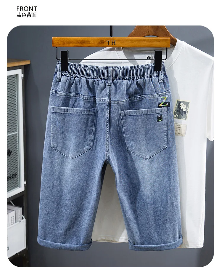 Large size denim shorts men's summer thin section trend casual outerwear 10XL 8XL 9XL points pants tide brand plus size shorts