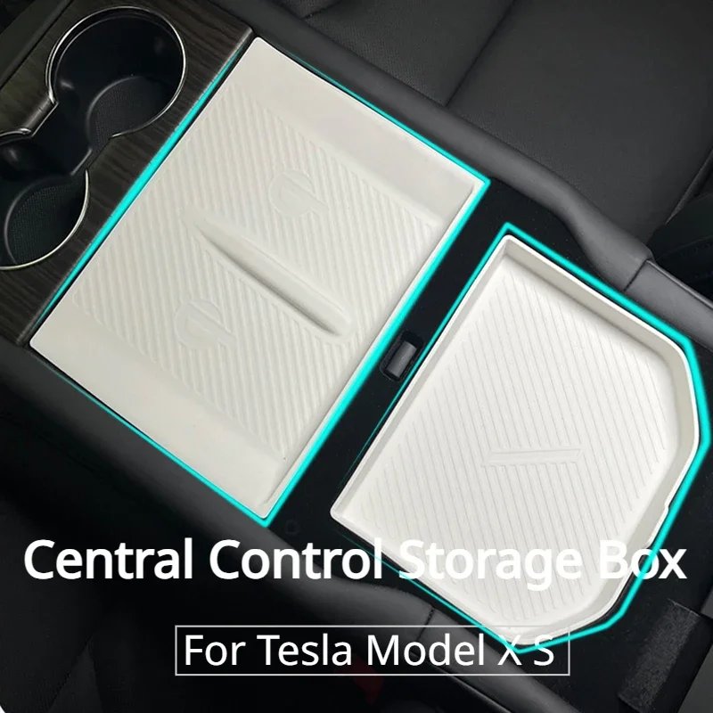 

For Tesla Model X S Central Control Storage Box Silicone Cushion Waterproof Tissue Storage Box Pad Car Interior Accessories 2023