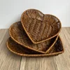 Simulation Rattan Woven Fruit Basket,Heart-shaped Desktop Storage Baskets for Home Kitchen,Retro Decorative Tray for Vegetables 3