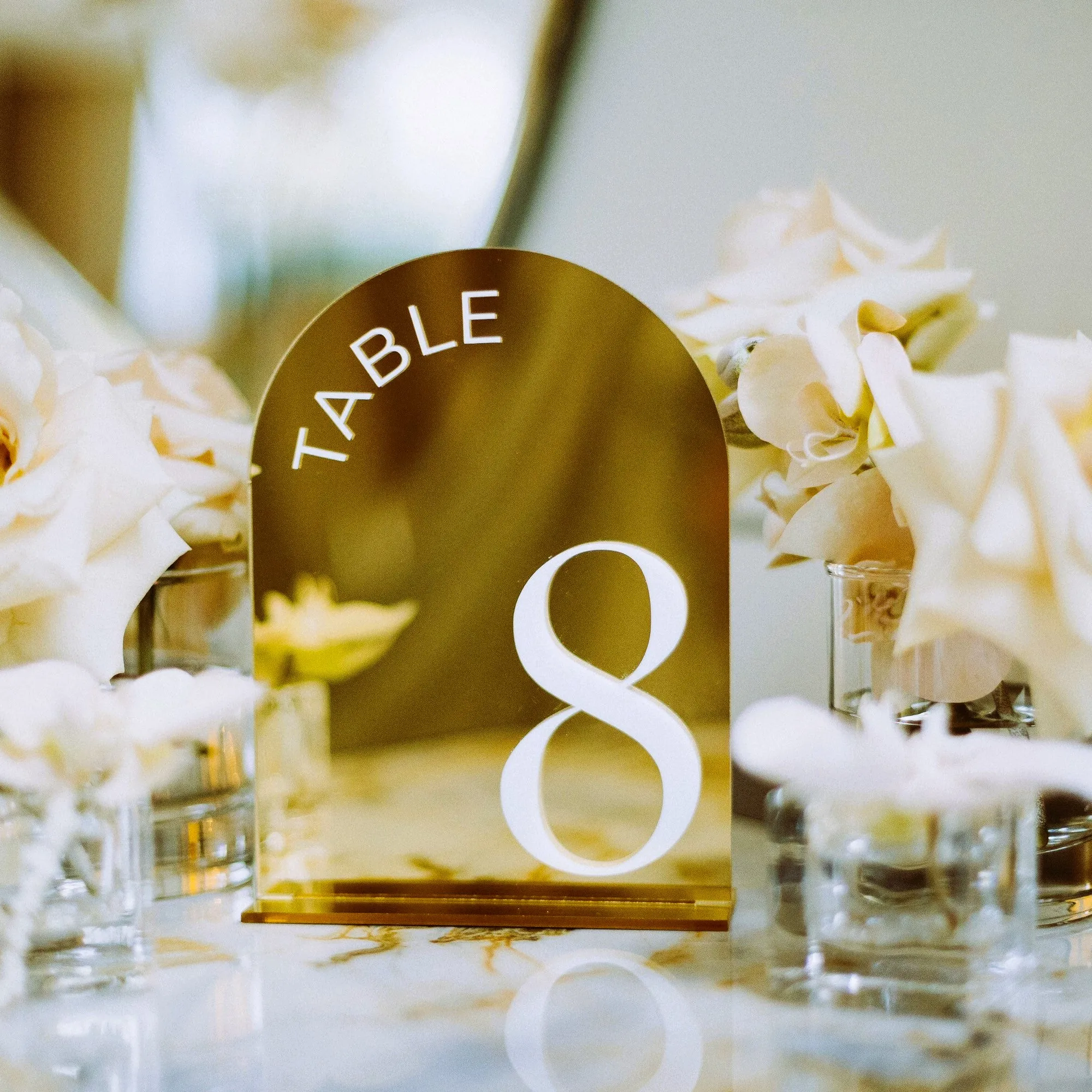 Arched Table Numbers Modern 3D Gold Mirror Table Numbers Wedding Signs Elegant Wedding Reception Decor Number Signs