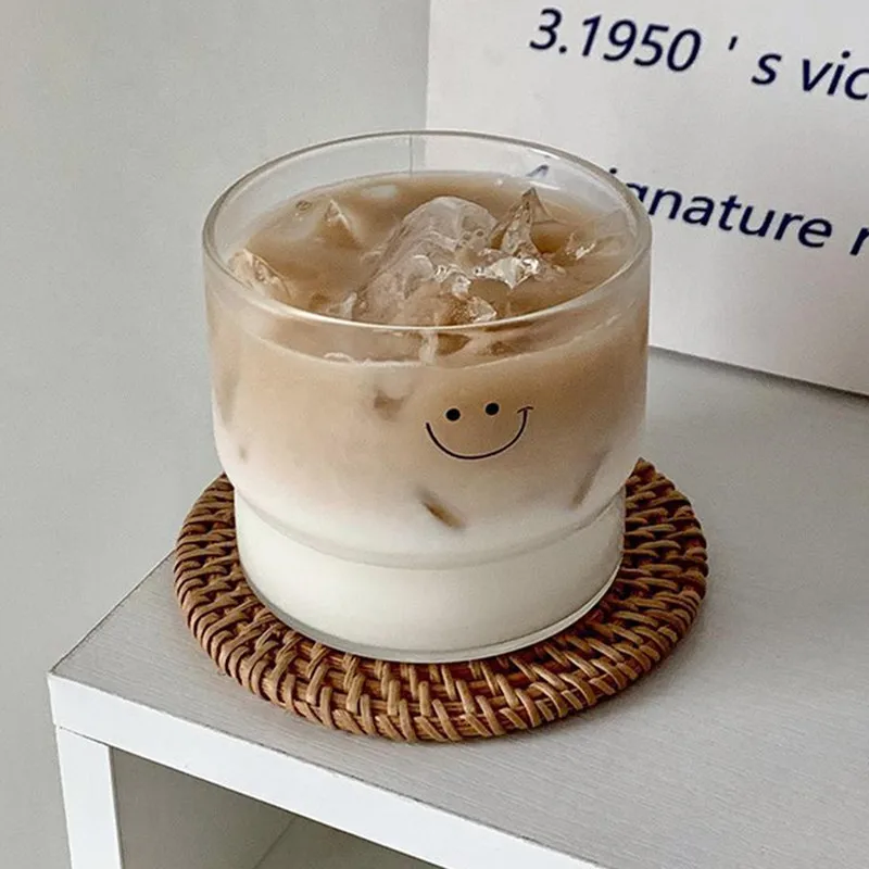 300ml Love/Smiley Wall Glass Cup Milk Coffee Heart Cups Heat Resistant Healthy Drink Mug Tea Mugs Transparent Drinkware Mug