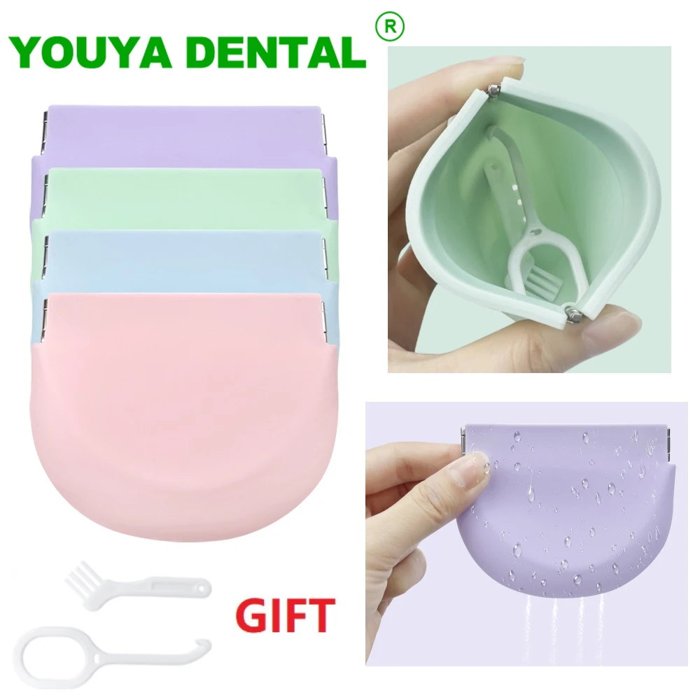

Silicone Retainer Case Invisible Braces Storage Clean Box With Aligner Remover Brush Denture Mouth Guard Container Oral Care