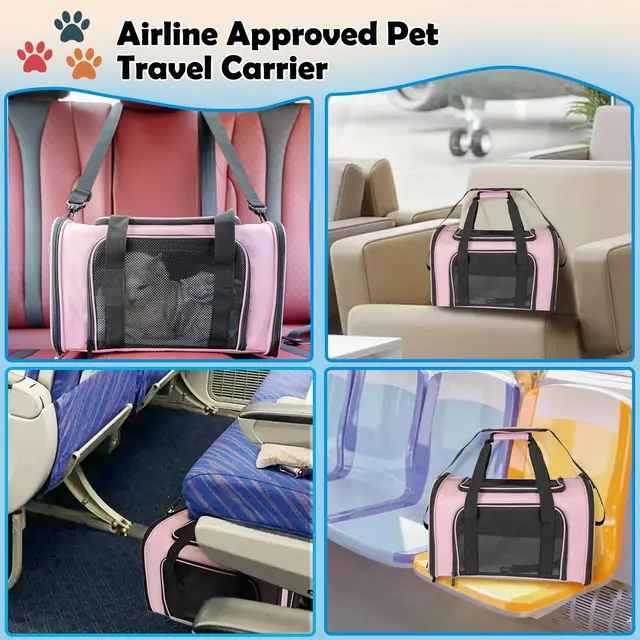 Cat, Dog Carrier for Small Medium Cats Puppies up to 15 Lbs, TSA Airline Approved Carrier Soft Sided, Collapsible Travel Puppy C 4