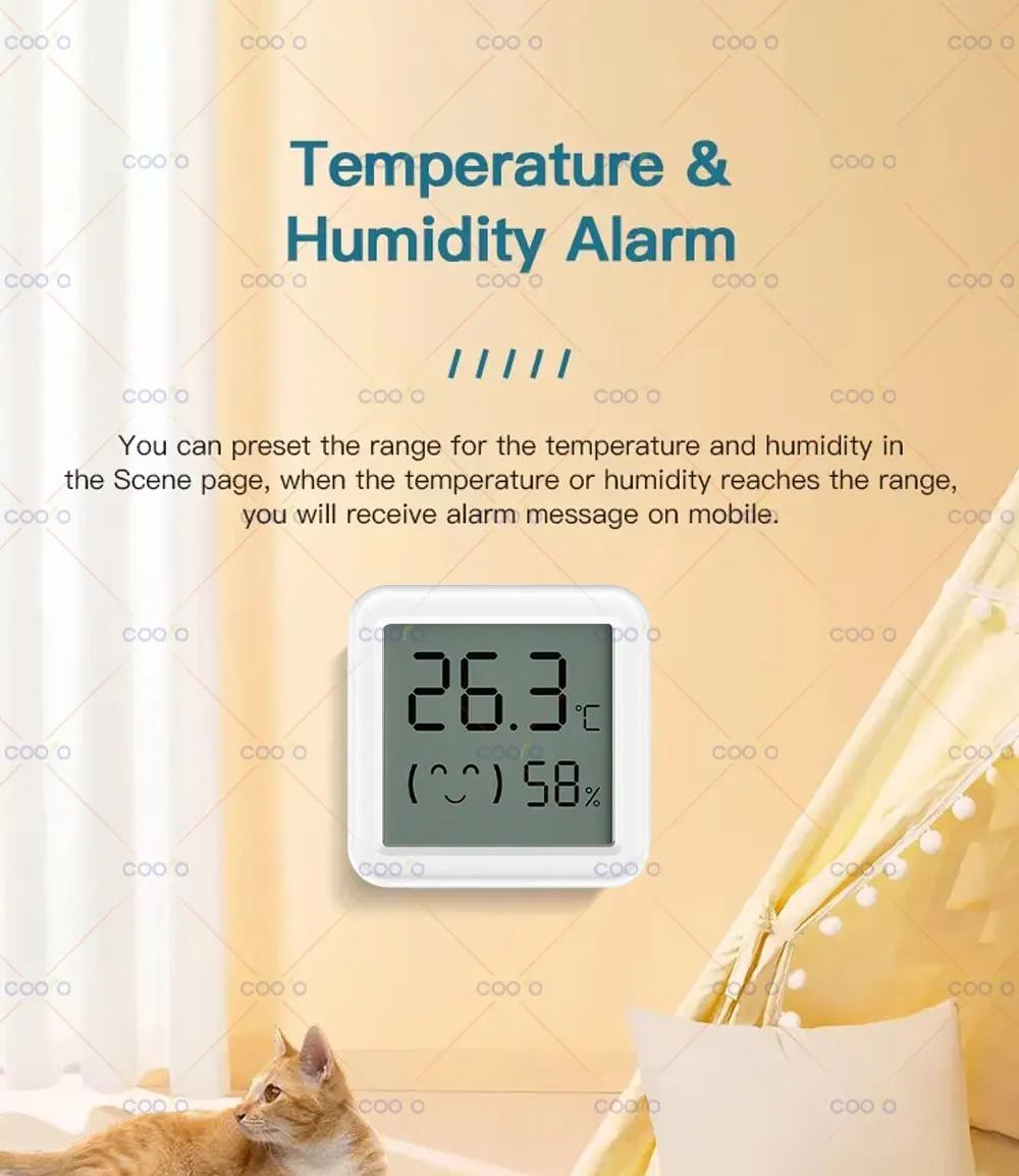 Mini Zigbee 3.0 Temperatur-Feuchtigkeitssensor, LCD-Bildschirm, App-Fernbedienungsthermometer über Tuya Smart Life für Smart Home – Detail 6