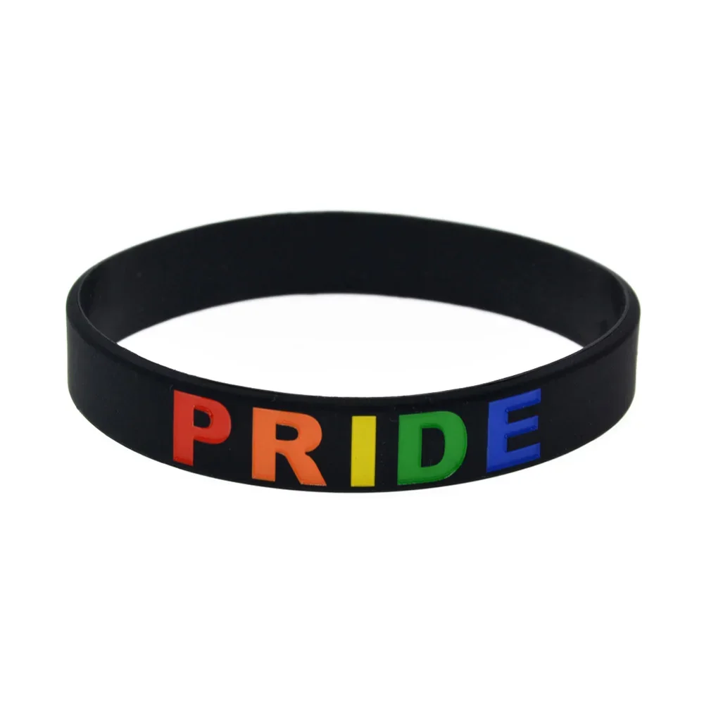 

50 Pcs Pride Silicone Rubber Wristband Inspirational Bracelet Debossed Printed Sport Band Fashion Women Men Jewelry Gifts Bangle