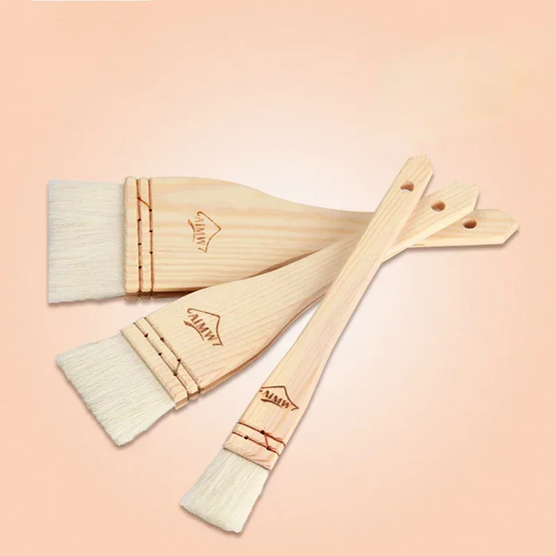 Household Mooncake Pastry Brush Wooden Handle Wool Barbecue Brush Oil Baking Accessories Kitchen Cooking Tools