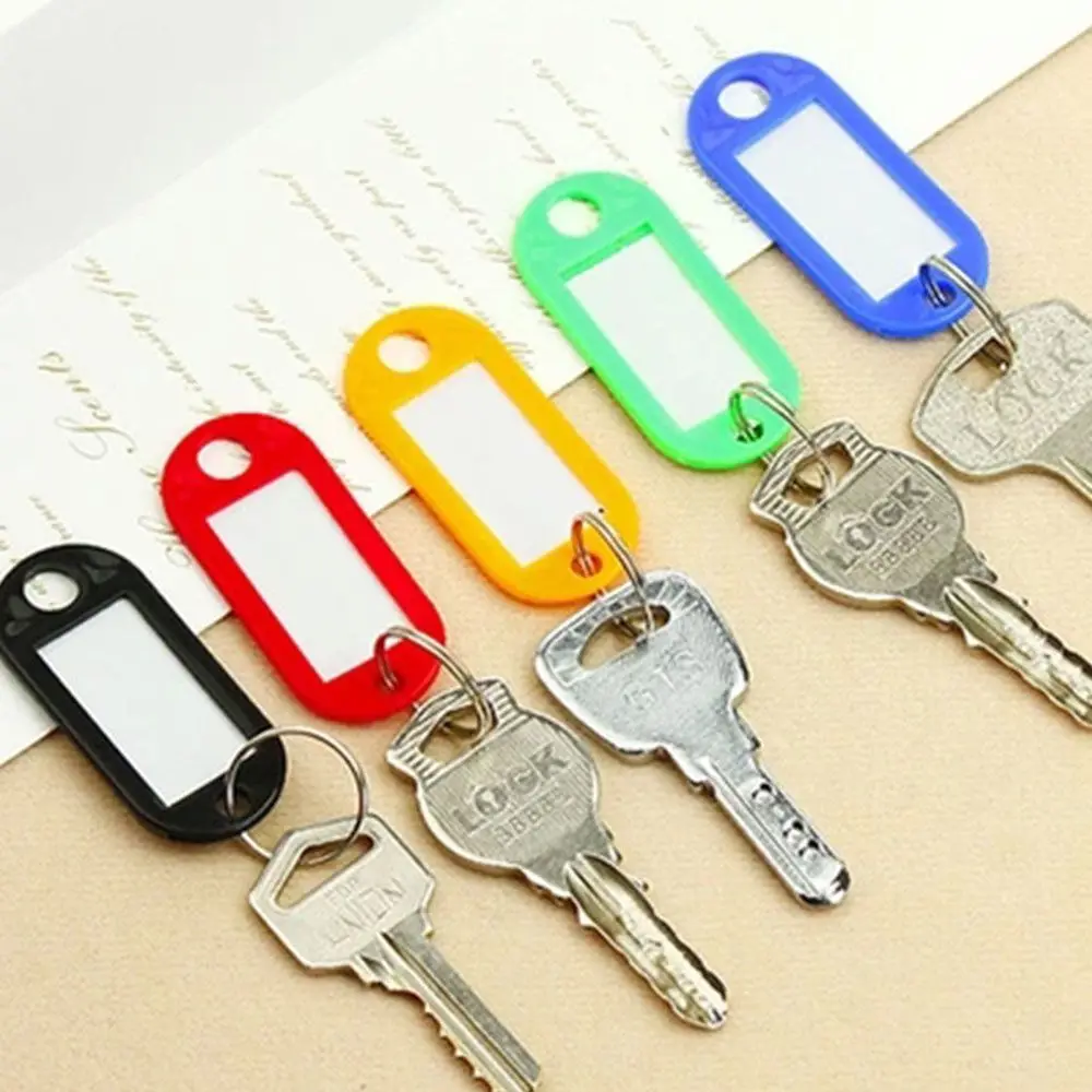 

10Pcs Useful Durable Hot Key Ring Plastic Random Color with Split Ring Luggage Tag Key Chain Blanks Baggage Tags Key ID Label