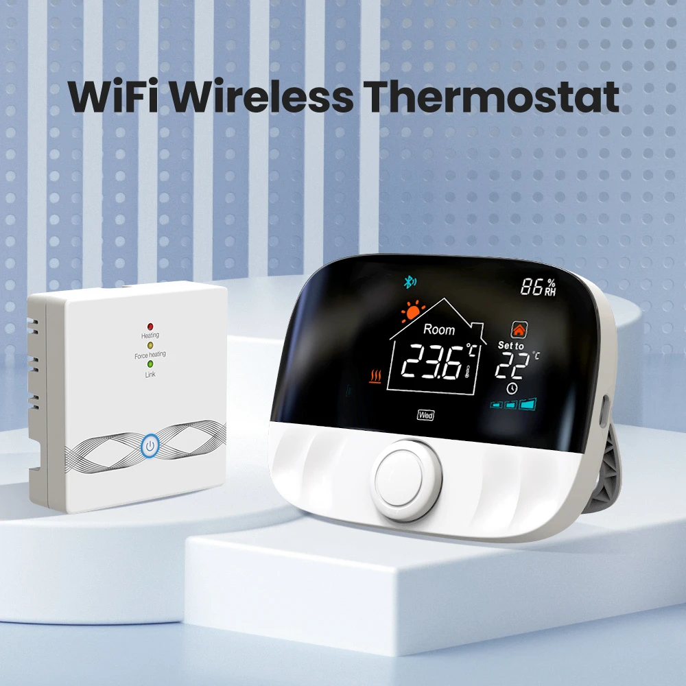 

Wireless Thermostat Gas Boiler Room Floor Heating Non-WiFi Programmable Temperature Controller