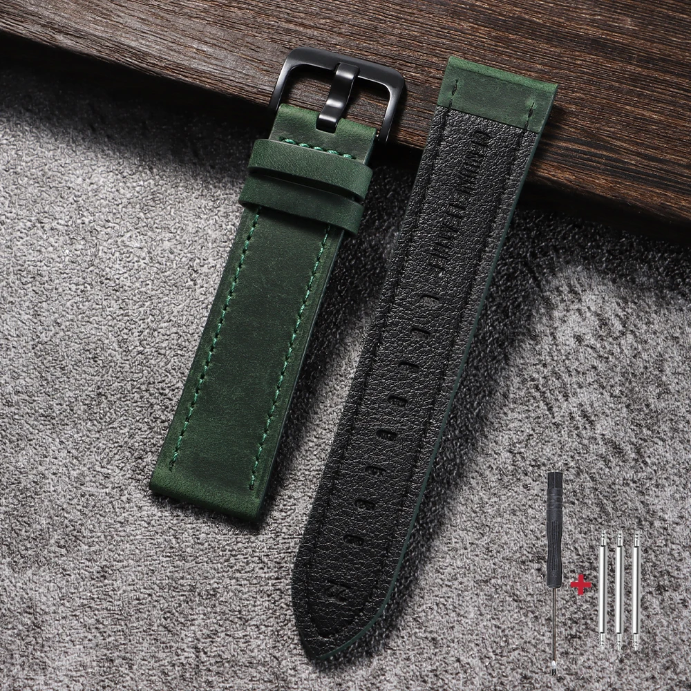 Premium Calfskin Leather Watch Strap - Dark Brown, Black, Blue