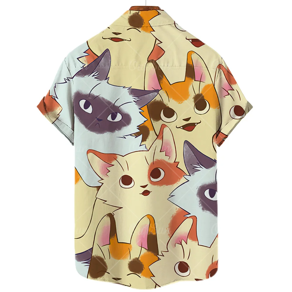 2023 men's shirt animal cat print shirt pattern T shirt fashion short