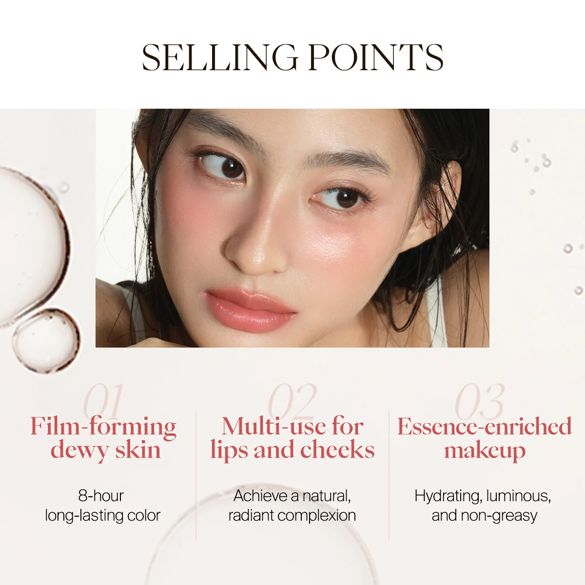 Blush Stick JOOCYEE GLAZED MULTI-PURPOSE STICK Long-lasting Natural For Lips and Cheeks