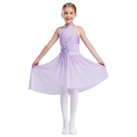Applique Girls Lyrical Contemporary Dancewear High-Low Chiffon Splice Skirted Fancy Skating Gymnastic Costume Ballet Dresses - Image 4