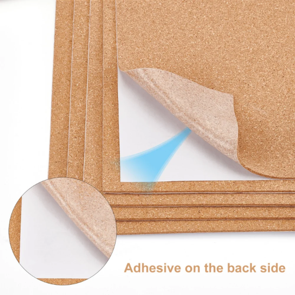 8Pcs Self-Adhesive Cork Board Mini Wall Cork Tiles Insulation Coasters Drawing Picture Stickers DIY Craft Home Decor Supplies