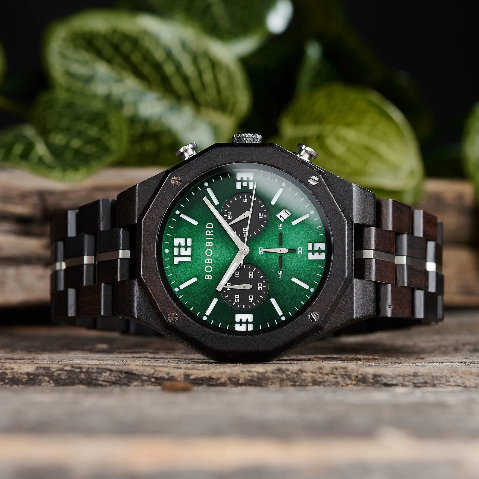 BOBO BIRD Luxury Wooden Men's Watches 3 Sub Dials Chronograph Support Customized LOGO OEM Drop Shipping