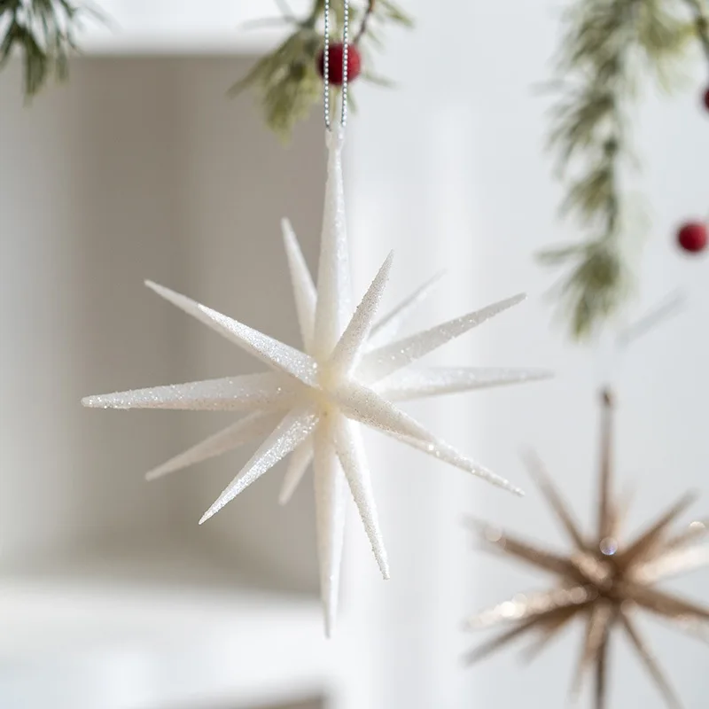Christmas Decorations 4pcs/set Blingbling Christmas Tree Decoration Pendant Christmas Ornament Champagne White Explosive Star