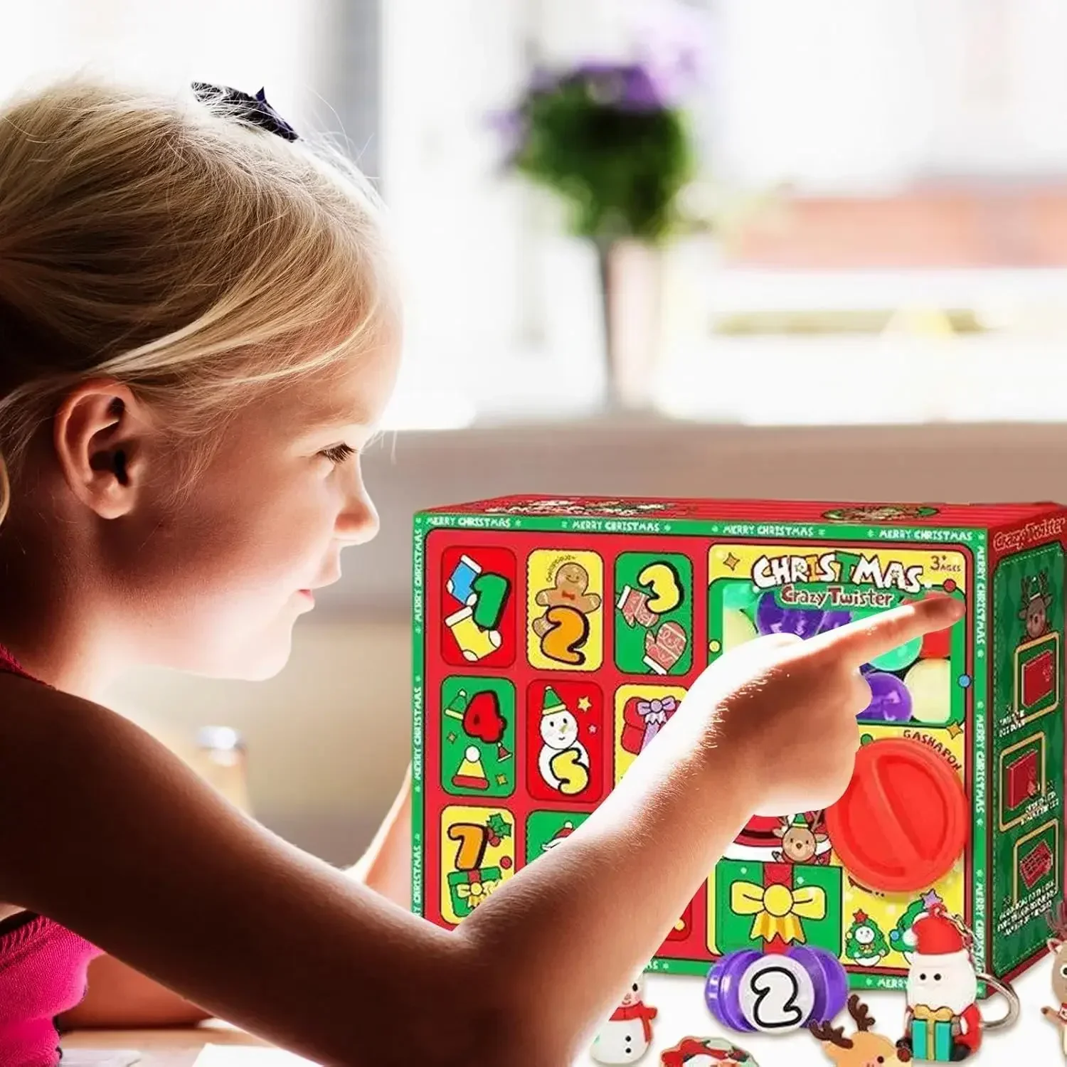 2 in 1 Toy Vending Machine Christmas Gashapon Machine Digital Toys Gacha with Santa Elk Snowman Egg Toys for Kids Friend