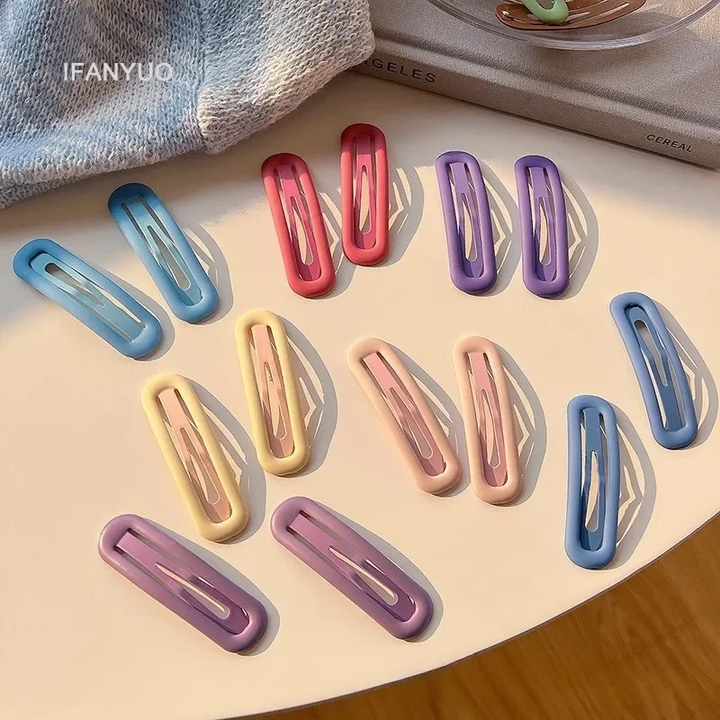 6pcs Morandi Color Series BB Clip Big Square Circular Shape Versatile Bangs Clip Baby Girls Edge Broken Hair Clips Accessories